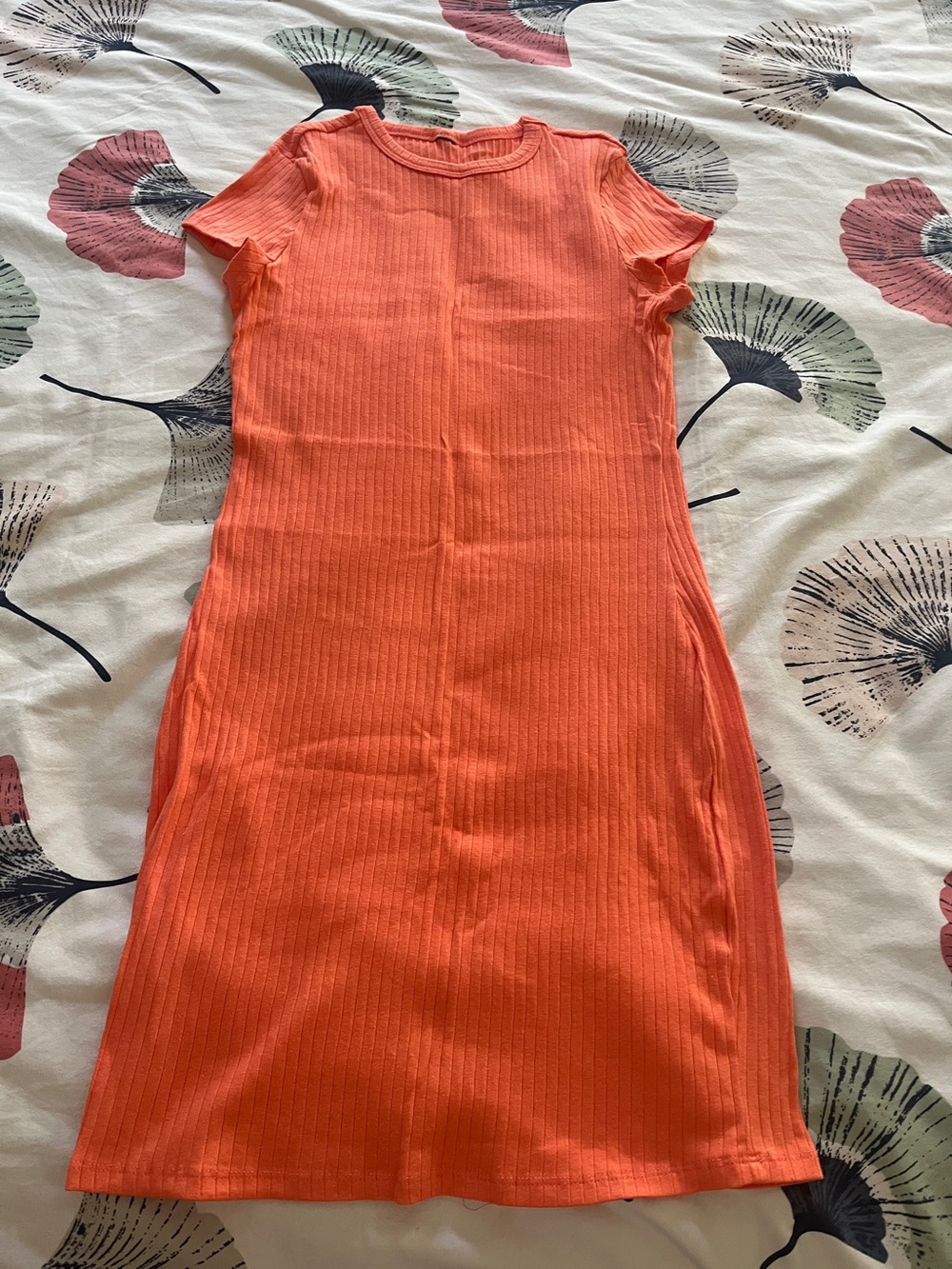 Orange rib knit summer dress